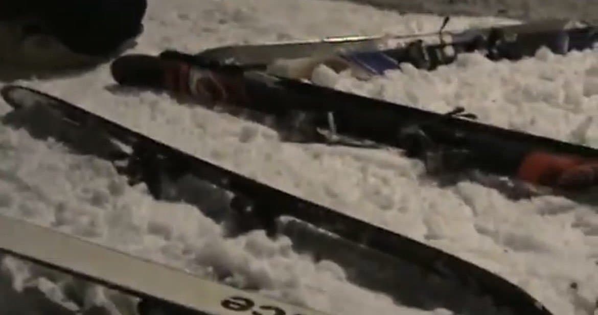 skis in the snow
